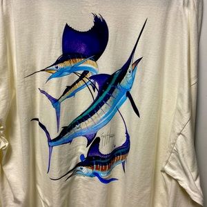 Guy Harvey, Mens long sleeve t shirt white t shirt